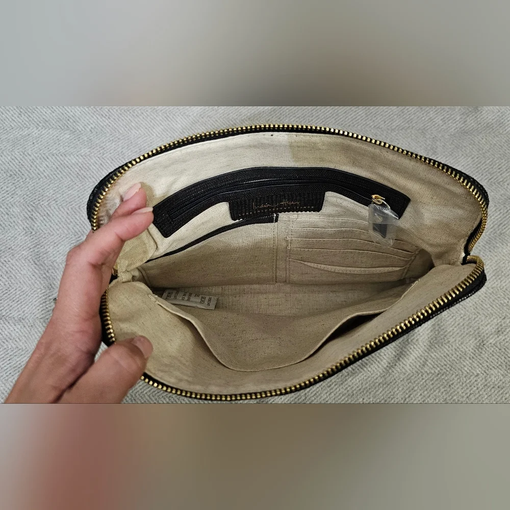 India Hicks Black Textured Leather Portfolio - Picture 4 of 13